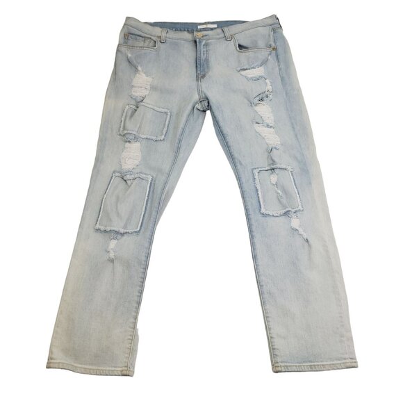 7 for all Mankind Patch Distressed Rigid Light Wash Jeans Size 32 - Picture 1 of 7